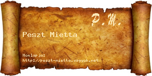 Peszt Mietta névjegykártya